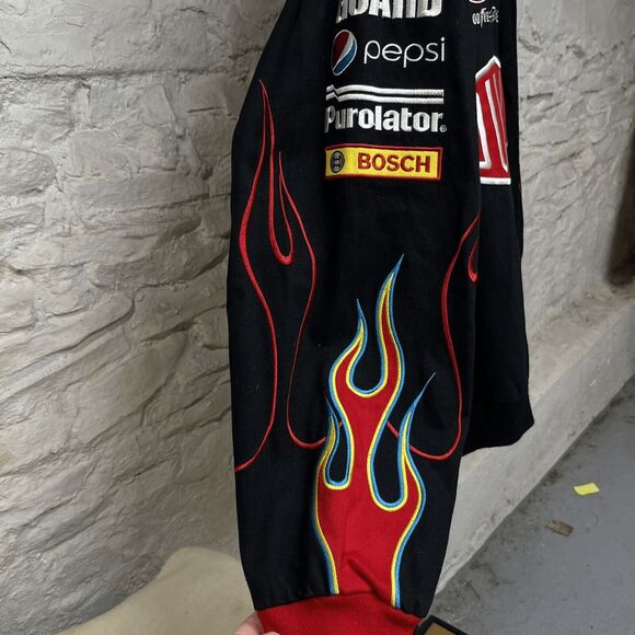 Jeff Hamilton NASCAR Jacket Mens 2XL XXL Black 24 Jeff Gordon Flames VINTAGE - Picture 7 of 15